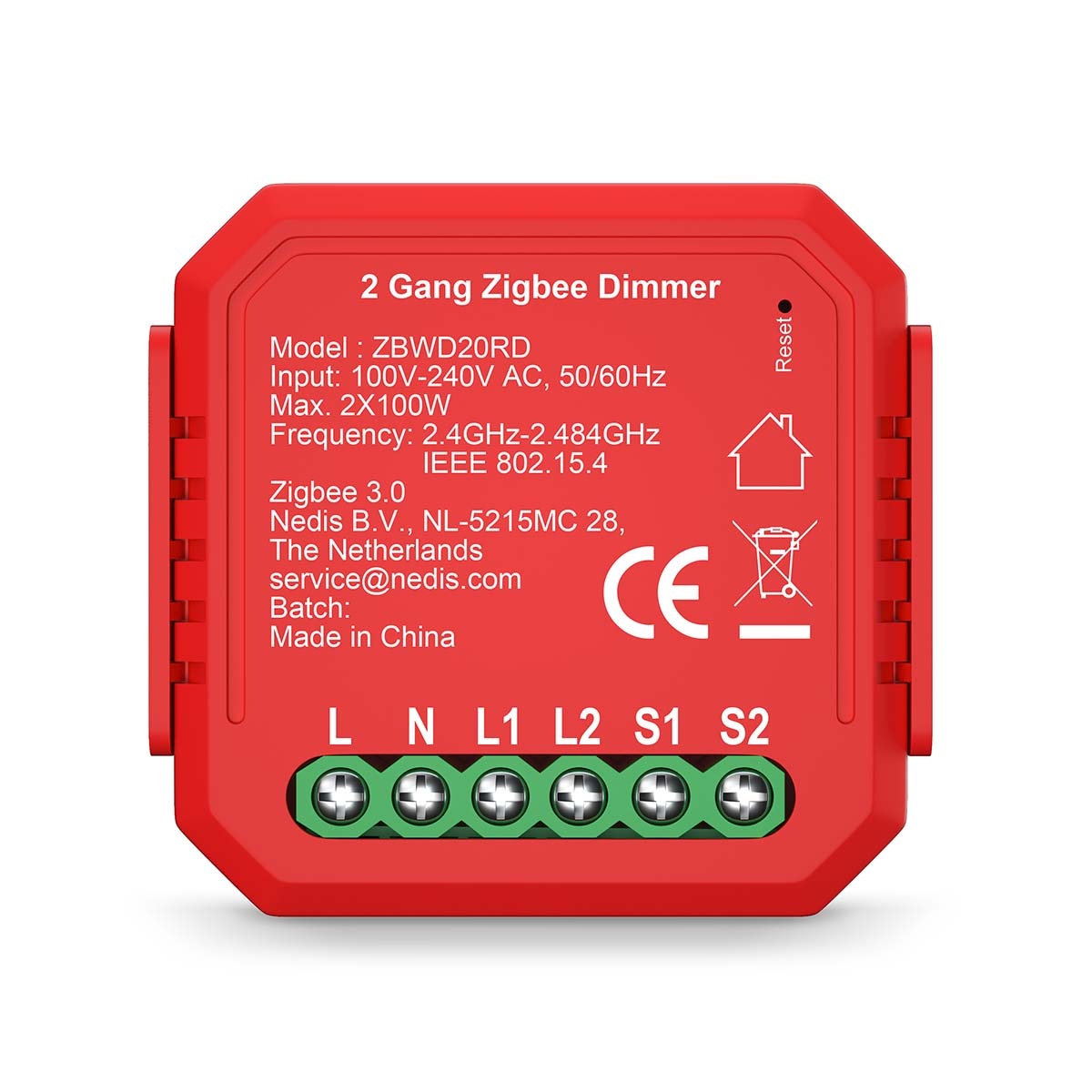 SmartLife inbouwmodule | Zigbee 3.0 | Dubbele Triac Dimmer | 2 x 100 W | Kroonsteen | App beschikbaar voor: Android™ / IOS