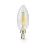 LED-Filamentlamp E14 | Kaars | 4.5 W | 470 lm | 2700 K | Dimbaar | Warm Wit | Retrostijl | 1 Stuks | Doorzichtig