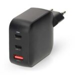 Oplader | 100 W | GaN | PD3.0 | 2.5 / 3.0 / 5.0 A | Outputs: 3 | USB-A / 2x USB-C™ | Automatische Voltage Selectie | Zwart