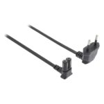 Stroomkabel | Euro Male | IEC-320-C7 | 90° Gehoekt | 90° Gehoekt | Vernikkeld | 3.00 m | Rond | PVC | Zwart | Label