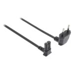 Stroomkabel | Euro Male | IEC-320-C7 | 90° Gehoekt | 90° Gehoekt | Vernikkeld | 5.00 m | Rond | PVC | Zwart | Label
