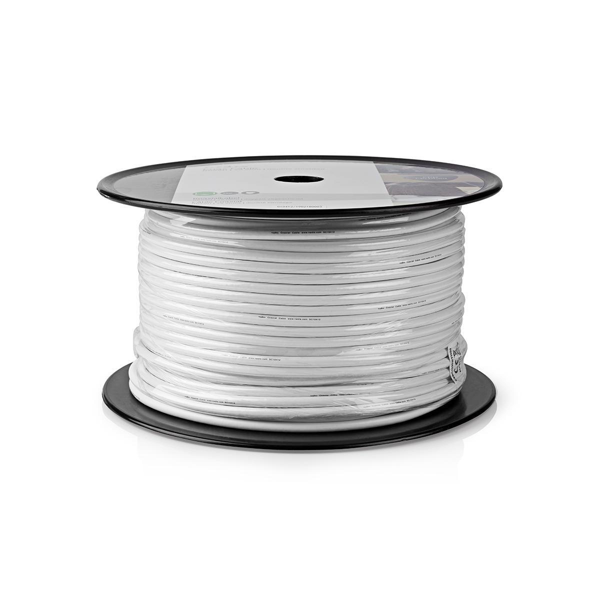 Coaxkabel op Haspel | RG6T | 75 Ohm | Dubbel Afgeschermd | ECA | 10.0 m | Coax | PVC | Wit | Rol