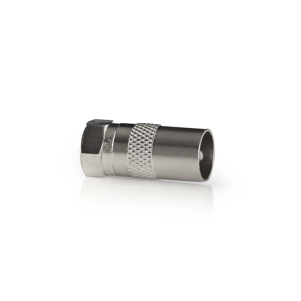 Satelliet- en Antenne-Adapter | F-Male | IEC (Coax) Male | Vernikkeld | 75 Ohm | Recht | Metaal | Zilver | 1 Stuks | Window Box