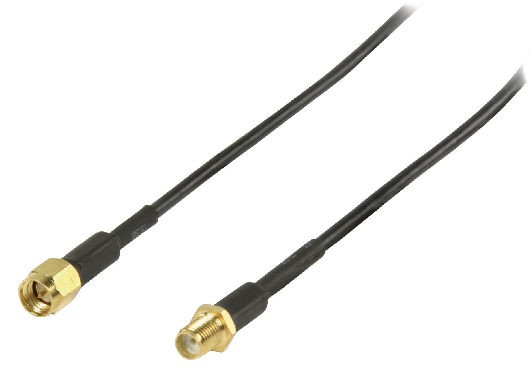 Antennekabel | SMA Male | SMA Female | Verguld | 50 Ohm | Enkelvoudig Afgeschermd | 1.00 m | Rond | PVC | Zwart | Label