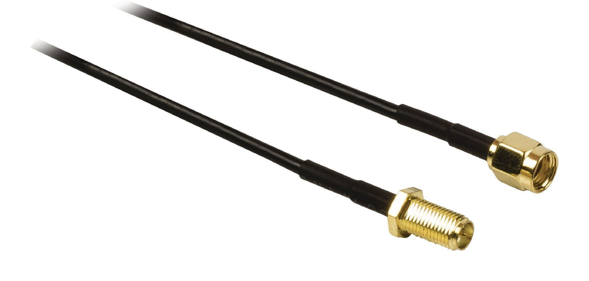 Antennekabel | RP-SMA Male | RP-SMA Female | Verguld | 50 Ohm | Enkelvoudig Afgeschermd | 3.00 m | Rond | PVC | Zwart | Label