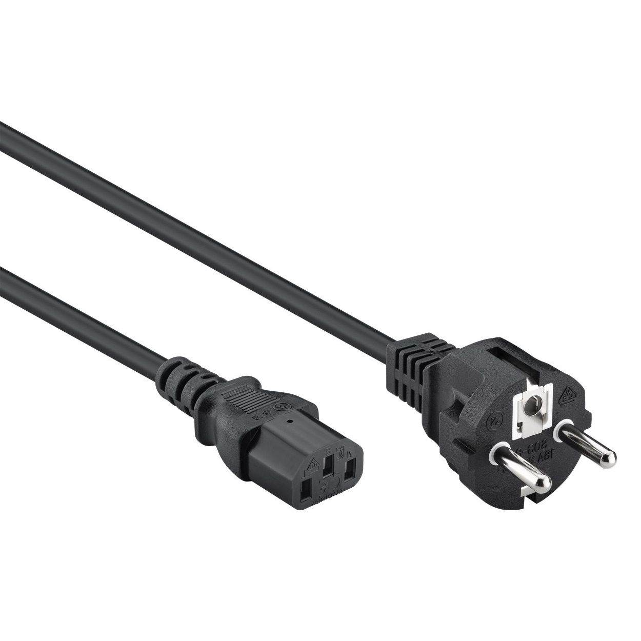 Stroomkabel | Type F (CEE 7/7) Male | IEC-320-C13 | Recht | Recht | Vernikkeld | 3.00 m | Rond | PVC | Zwart | Label