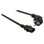 Stroomkabel | Type F (CEE 7/7) Male | IEC-320-C13 | Gehoekt | Recht | Vernikkeld | 2.00 m | Rond | PVC | Zwart | Label