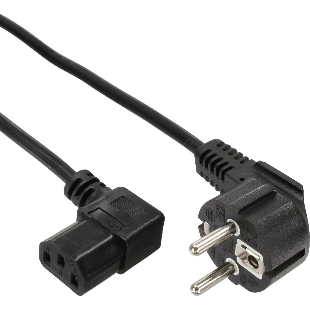 Stroomkabel | Type F (CEE 7/7) Male | IEC-320-C13 | Gehoekt | Gehoekt | Vernikkeld | 3.00 m | Rond | PVC | Zwart | Label
