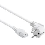 Stroomkabel | Type F (CEE 7/7) Male | IEC-320-C13 | Gehoekt | Recht | Vernikkeld | 3.00 m | Rond | PVC | Wit | Label
