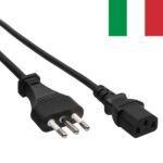 Stroomkabel | Italië Male | IEC-320-C13 | Recht | Recht | Vernikkeld | 2.00 m | Rond | PVC | Zwart | Label