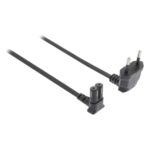 Stroomkabel | Euro Male | IEC-320-C7 | 90° Gehoekt | 90° Gehoekt | Vernikkeld | 2.00 m | Plat | PVC | Zwart | Label