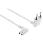 Stroomkabel | Euro Male | IEC-320-C7 | Gehoekt | Links Gehoekt | Vernikkeld | 3.00 m | Plat | PVC | Wit | Label