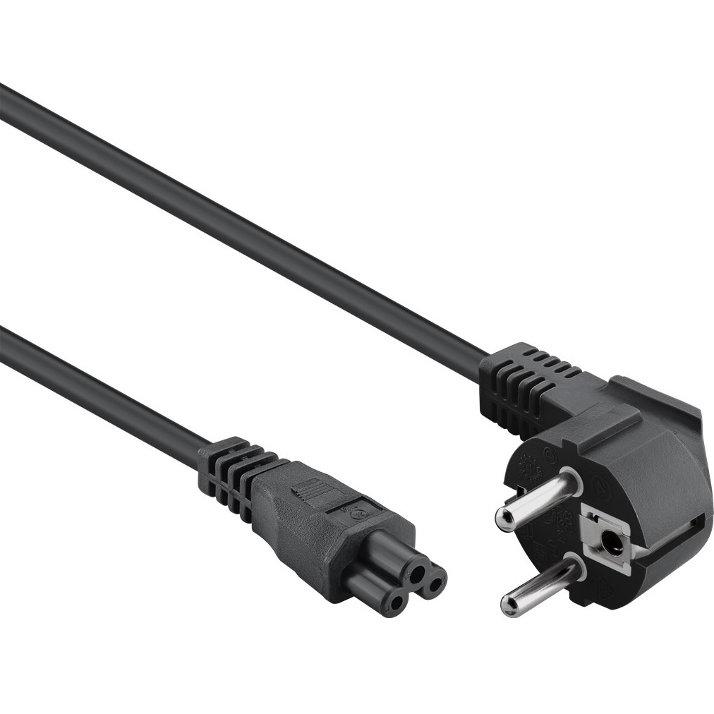 Stroomkabel | Type F (CEE 7/7) Male | IEC-320-C5 | Gehoekt | Recht | Vernikkeld | 5.00 m | Rond | PVC | Zwart | Label