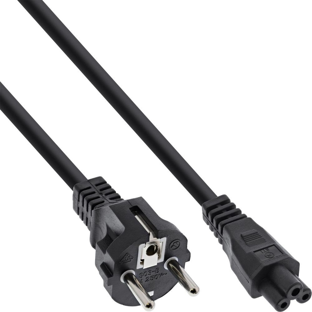 Stroomkabel | Type F (CEE 7/7) Male | IEC-320-C5 | Recht | Recht | Vernikkeld | 3.00 m | Rond | PVC | Zwart | Label