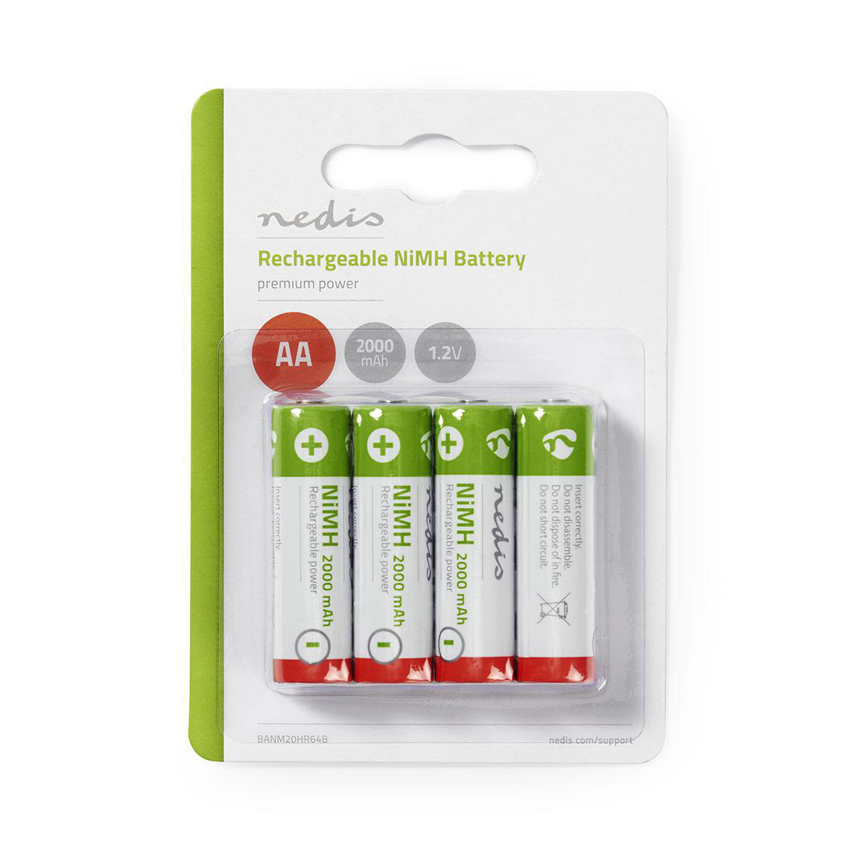 Oplaadbare NiMH-Batterij AA | 1.2 V DC | 2000 mAh | 4-Pak