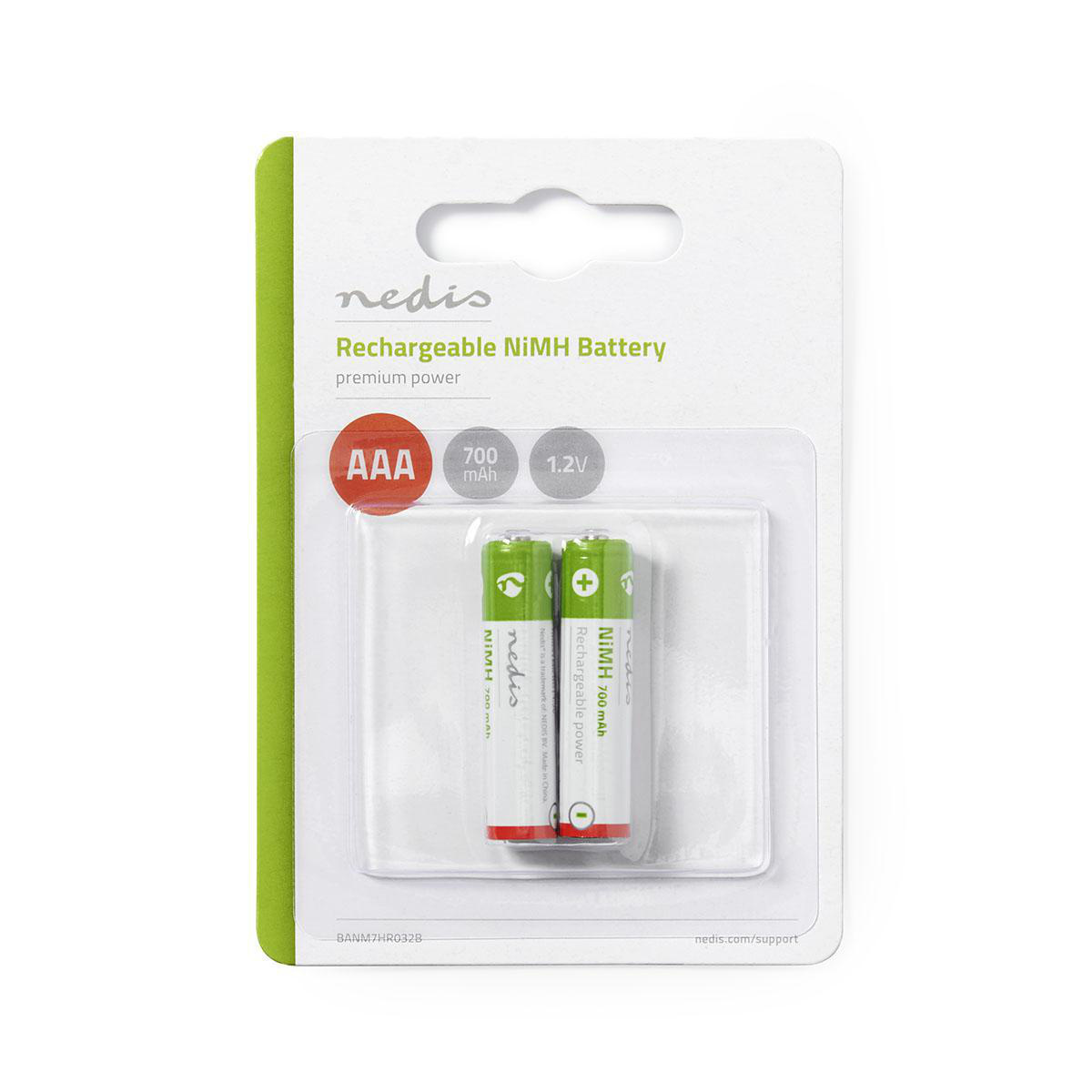Oplaadbare NiMH-Batterij AAA | 1.2 V DC | 700 mAh | Voorgeladen | 2-Pak
