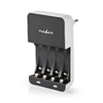 NiMH-Batterijlader AA / AAA | 1.2 V DC | Druppelladen | Euro / Type-C (CEE 7/16) | Batterijtype: AA / AAA | Wit / Zwart