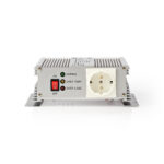 Omvormer Gemodificeerde Sinusgolf | Ingangsvoltage: 12 V DC | Apparaat stroomoutput: Type F (CEE 7/3) | 230 V AC 50 Hz | 600 W | Piekvermogen: 1500 W | Accuklemmen | Zilver