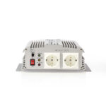 Omvormer Gemodificeerde Sinusgolf | Ingangsvoltage: 12 V DC | Apparaat stroomoutput: Type F (CEE 7/3) | 230 V AC 50 Hz | 1000 W | Piekvermogen: 2400 W | Accuklemmen | Zilver