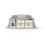 Omvormer Gemodificeerde Sinusgolf | Ingangsvoltage: 12 V DC | Apparaat stroomoutput: Type F (CEE 7/3) | 230 V AC 50 Hz | 1000 W | Piekvermogen: 2400 W | Accuklemmen | Zilver