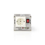 Omvormer Gemodificeerde Sinusgolf | Ingangsvoltage: 24 V DC | Apparaat stroomoutput: Type F (CEE 7/3) / USB-A | 230 V AC 50 Hz | 300 W | Piekvermogen: 600 W | Accuklemmen + Aansteker | Zilver