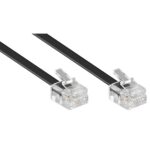 Telecomkabel | RJ11 Male | RJ11 Male | 2.00 m | Kabel design: Plat | Goud Verguld | Kabeltype: RJ11 | Zwart | Label