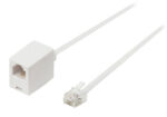 Telecomverlengkabel | RJ11 Male | RJ11 Female | 10.0 m | Kabel design: Plat | Connectorplating: Goud Verguld | Kabeltype: RJ11 | Wit | Label