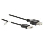 USB-Kabel | USB 2.0 | USB-A Male | USB-A Female | 480 Mbps | Vernikkeld | 0.20 m | Rond | PVC | Zwart | Envelop