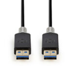 USB-Kabel | USB 3.2 Gen 1 | USB-A Male | USB-A Male | 18 W | 5 Gbps | Verguld | 2.00 m | Rond | PVC | Antraciet | Doos