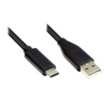 USB-Kabel | USB 2.0 | USB-A Male | USB-C™ Male | 15 W | 480 Mbps | Vernikkeld | 1.00 m | Rond | PVC | Zwart | Label