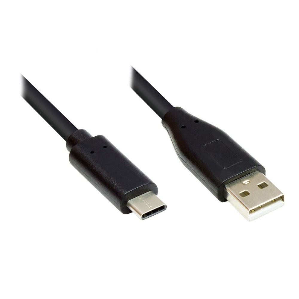 USB-Kabel | USB 2.0 | USB-A Male | USB-C™ Male | 15 W | 480 Mbps | Vernikkeld | 1.00 m | Rond | PVC | Zwart | Label