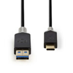USB-Kabel | USB 3.2 Gen 1 | USB-A Male | USB-C™ Male | 60 W | 5 Gbps | Verguld | 1.00 m | Rond | PVC | Antraciet | Doos