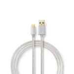 USB-Kabel | USB 3.2 Gen 1 | USB-A Male | USB-C™ Male | 15 W | 5 Gbps | Verguld | 2.00 m | Rond | Gevlochten / Nylon | Aluminium | Cover Window Box
