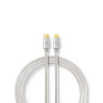 USB-Kabel | USB 3.2 Gen 1 | USB-C™ Male | USB-C™ Male | 60 W | 4K@60Hz | 5 Gbps | Verguld | 2.00 m | Rond | Gevlochten / Nylon | Aluminium | Cover Window Box