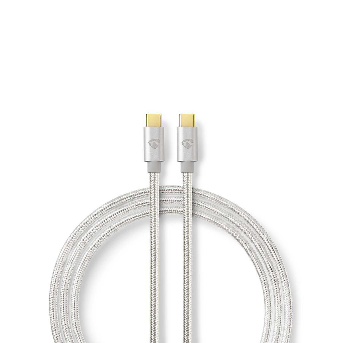 USB-Kabel | USB 3.2 Gen 2 | USB-C™ Male | USB-C™ Male | 100 W | 4K@60Hz | 10 Gbps | Verguld | 1.00 m | Rond | Gevlochten / Nylon | Aluminium | Cover Window Box