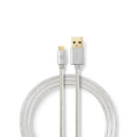 USB-Kabel | USB 2.0 | USB-A Male | USB Micro-B Male | 15 W | 480 Mbps | Verguld | 2.00 m | Rond | Gevlochten / Nylon | Aluminium | Cover Window Box