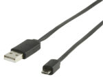 USB-Kabel | USB 2.0 | USB-A Male | USB Micro-B Male | 480 Mbps | Vernikkeld | 1.00 m | Plat | PVC | Zwart | Envelop