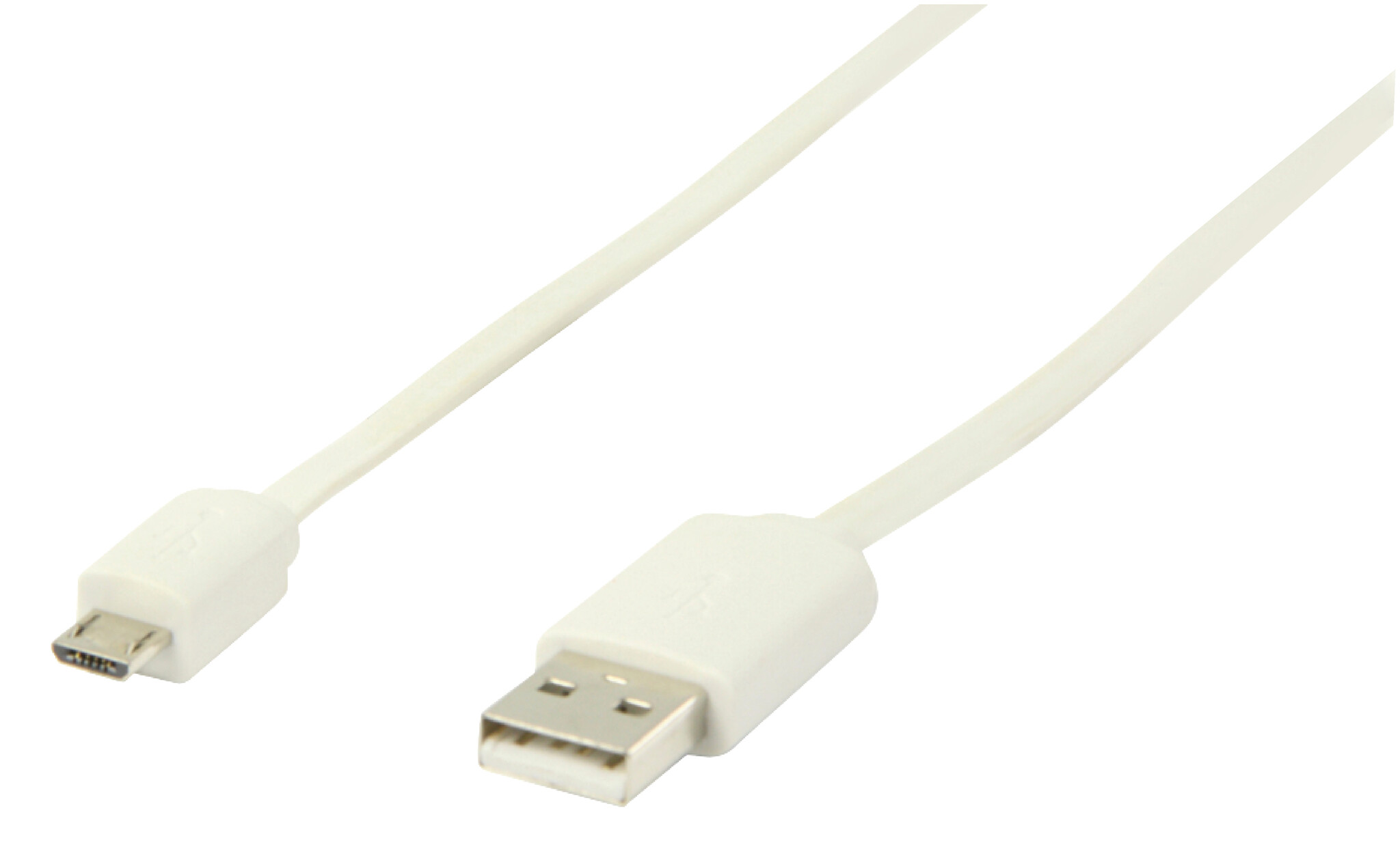 USB-Kabel | USB 2.0 | USB-A Male | USB Micro-B Male | 480 Mbps | Vernikkeld | 1.00 m | Plat | PVC | Wit | Envelop