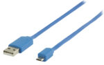 USB Micro B naar USB-A platte kabel - USB2.0 - tot 1A / blauw - 1 meter