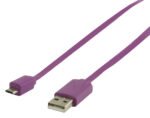 USB-Kabel | USB 2.0 | USB-A Male | USB Micro-B Male | 2.5 W | 480 Mbps | Vernikkeld | 1.00 m | Plat | PVC | Violet | Polybag