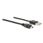 USB-Kabel | USB 2.0 | USB-A Male | Mini 5-Pin Male | 2.5 W | 480 Mbps | Vernikkeld | 2.00 m | Rond | PVC | Zwart | Label