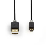USB-Kabel | USB 2.0 | USB-A Male | USB Mini-B 5-Pins Male | 480 Mbps | Verguld | 2.00 m | Rond | PVC | Antraciet | Doos