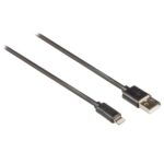 Lightning Kabel | USB 2.0 | Apple Lightning 8-Pins | USB-A Male | 480 Mbps | Vernikkeld | 2.00 m | Rond | PVC | Zwart | Label