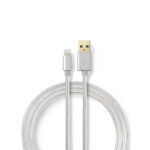 Lightning Kabel | USB 2.0 | Apple Lightning 8-Pins | USB-A Male | 480 Mbps | Verguld | 1.00 m | Rond | Gevlochten / Nylon | Aluminium | Cover Window Box