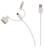 3-in-1 Data en Oplaadkabel USB A Male - Micro-B Male 1.00 m Wit