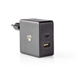 Oplader | 57 W | PD3.0 45W | 2.25 / 2.4 / 3.0 A | Outputs: 2 | USB-A / USB-C™ | Geen Kabel Inbegrepen | Automatische Voltage Selectie | Zwart