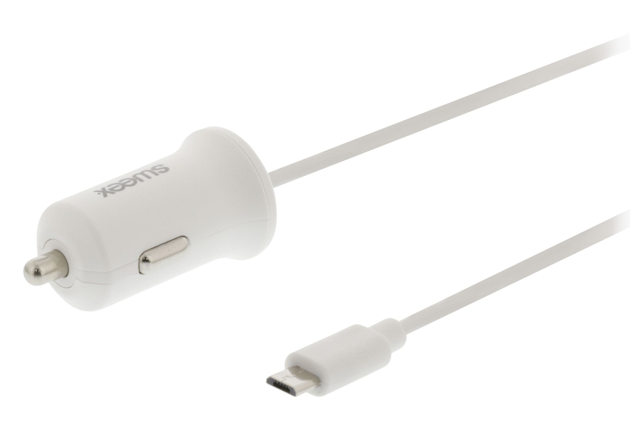 Sweex USB Micro autolader - 2,4A / wit - 1 meter