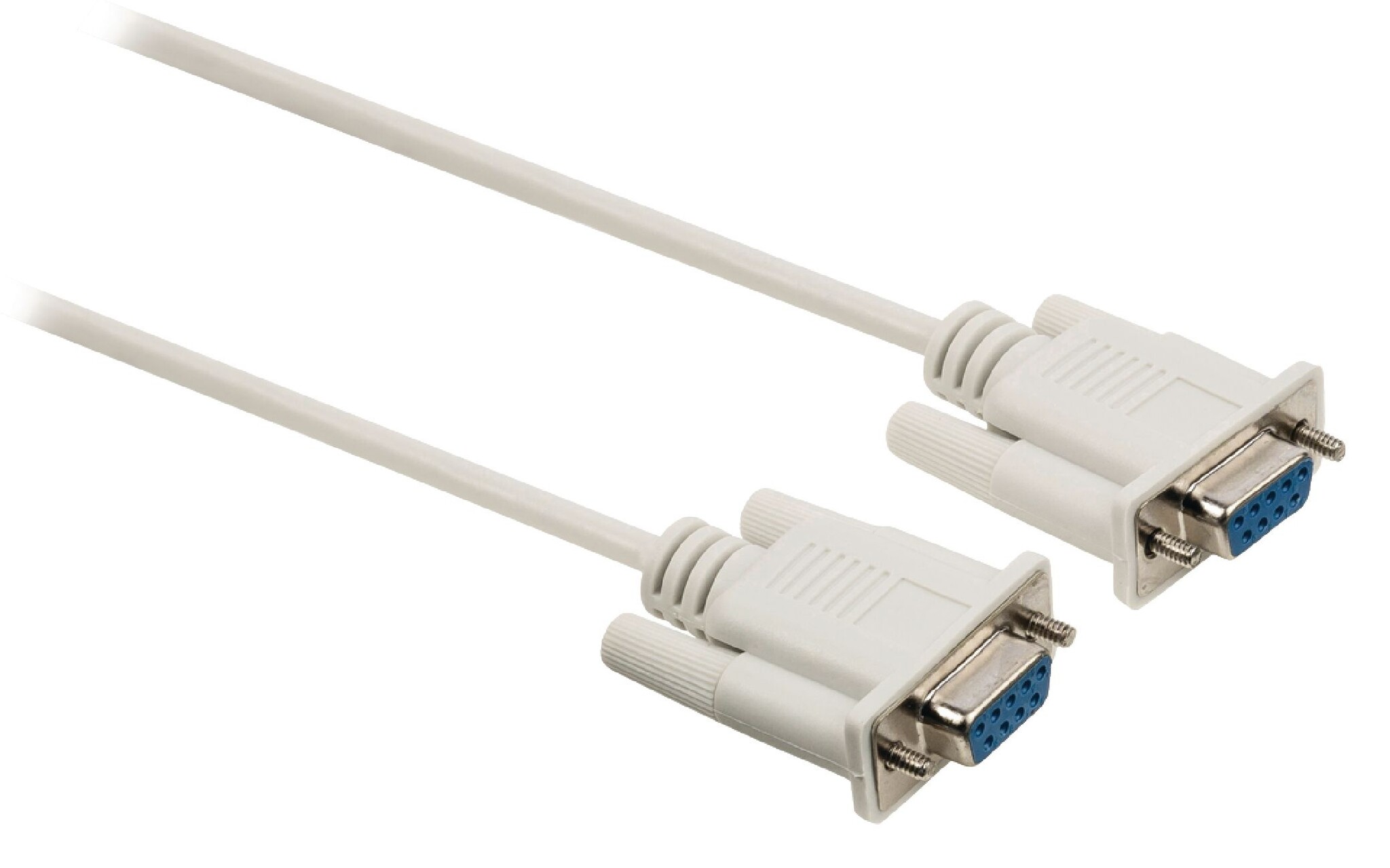 Nullmodemkabel | D-SUB 9-Pins Female | D-SUB 9-Pins Female | Vernikkeld | 2.00 m | Rond | PVC | Ivoor | Label