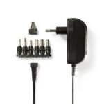 Universele AC-Stroomadapter | 18 W | 3 / 4.5 / 5 / 6 / 7.5 / 9 / 12 V DC | 1.80 m | 1.5 / 2.1 A | 6 plug(s) | Zwart