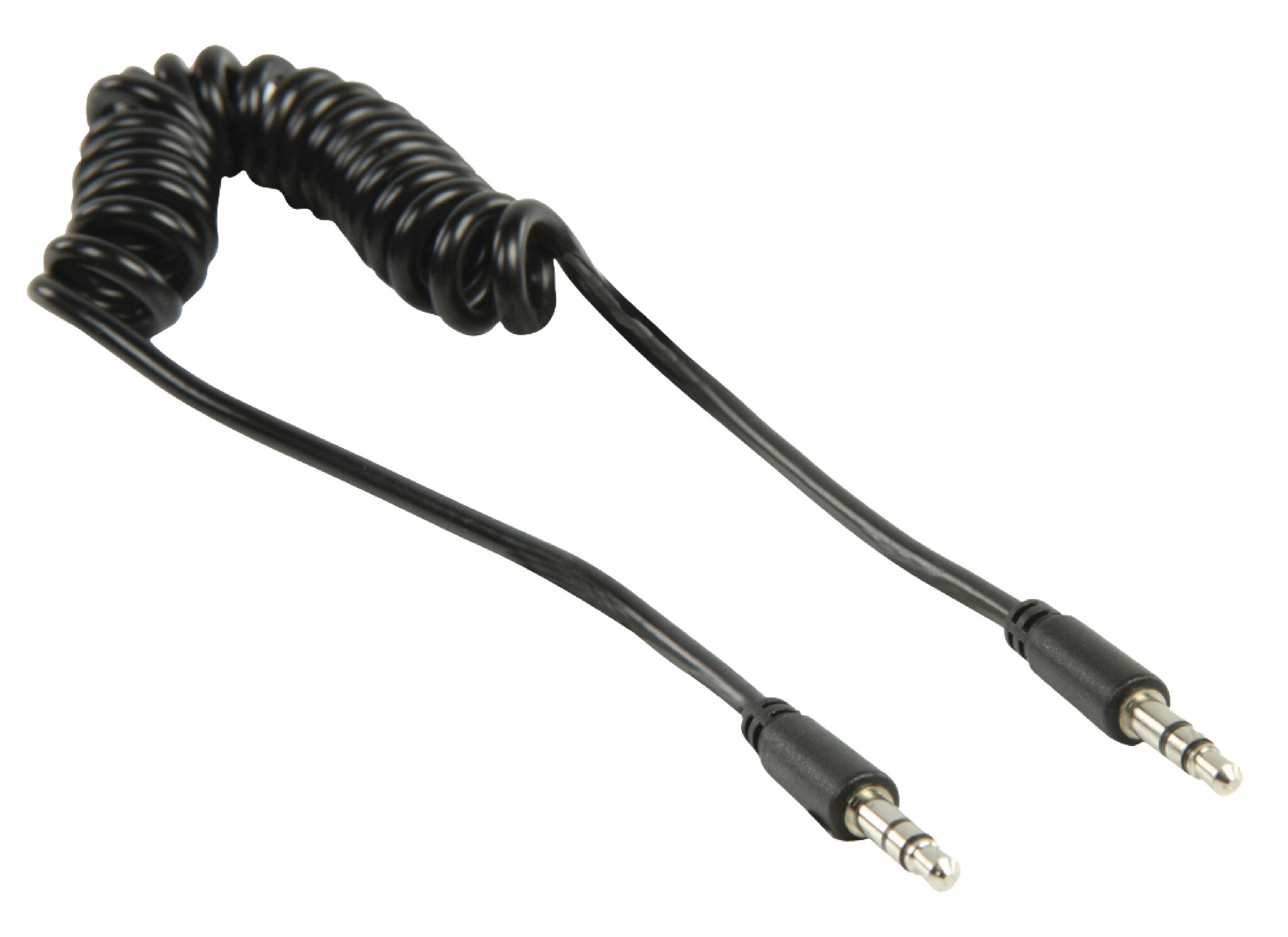 Stereo-Audiokabel | 3,5 mm Male | 3,5 mm Male | Vernikkeld | 1.00 m | Gekruld | Zwart | Envelop